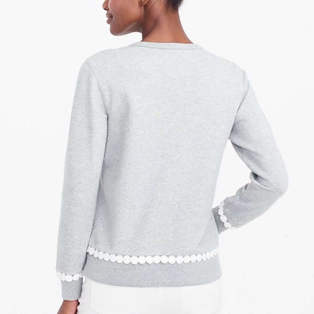 J. Crew Gray Pom Pom Sweatshirt Size Medium - Picture 6 of 14